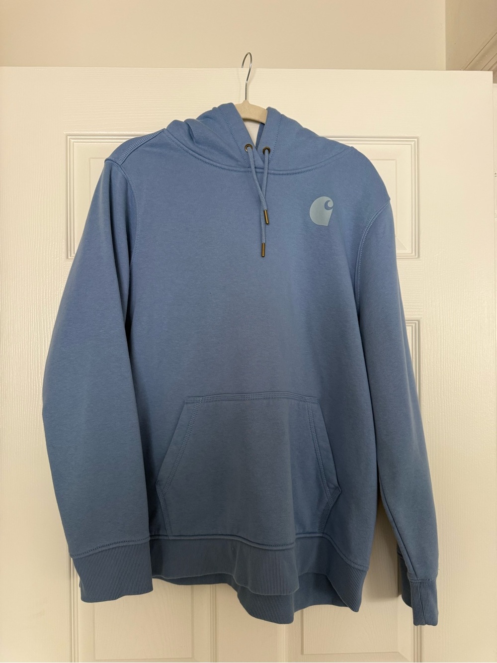Carhartt Dusty Blue Pullover Hoodie with Chest Logo